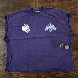 Rare Darc Sport x WWE "Moth Forever" Grunge Cut-Off Tee - Phantom Purple
